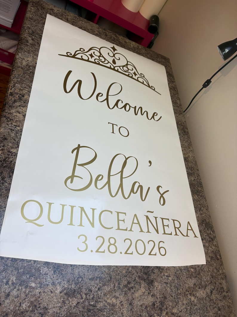 Quinceanera Mirror Decal Custom Quince Vinyl Decal for Sign or Backdrop Girls 15th Birthday Party Vinyl Decor with Crown image 19