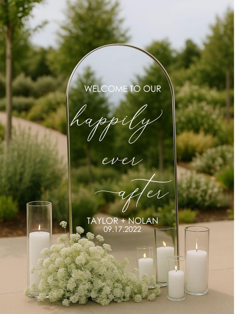 Sticker Happily Ever After pour plaque de mariage Bienvenue dans notre vinyle Happily Ever After Wedding Plaque d'entrée de mariage Sticker moderne DIY image 12