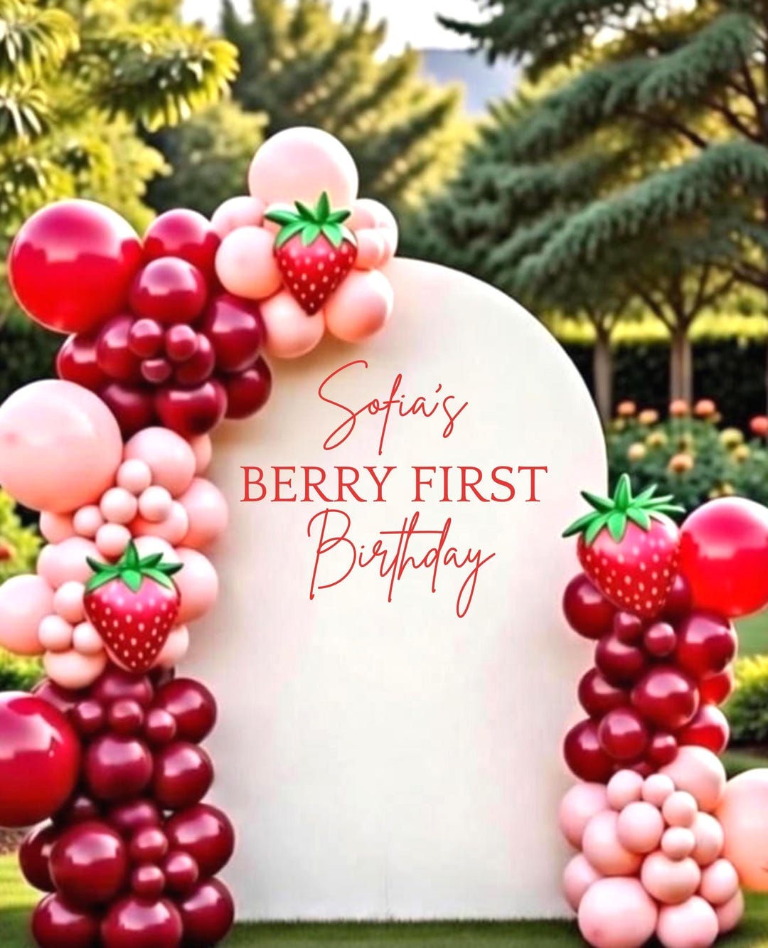 Berry First Birthday Decal - Custom Strawberry Vinyl for Backdrop Arch ...