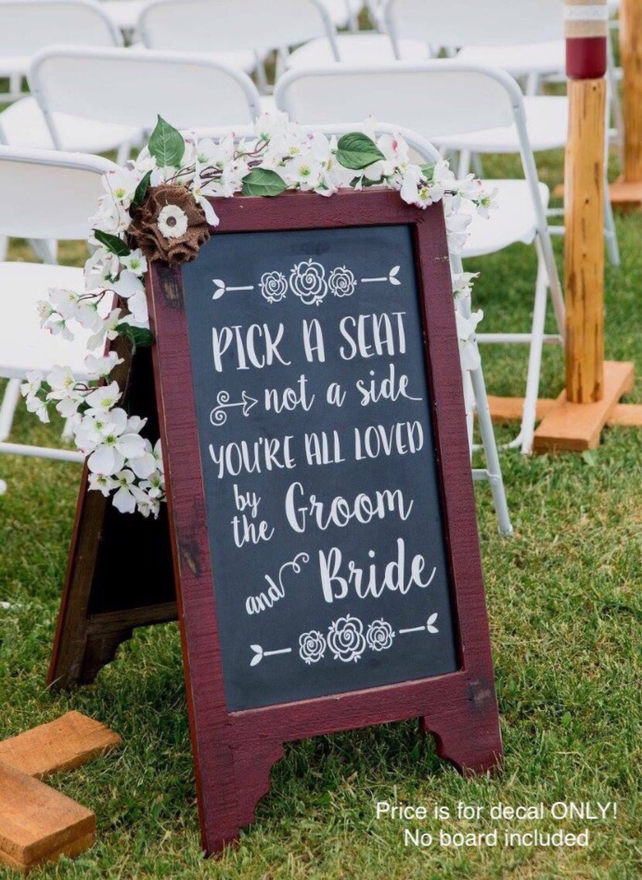 Pick a Seat Decal Not a Side Decal Wedding Decal Wedding Decor DIY