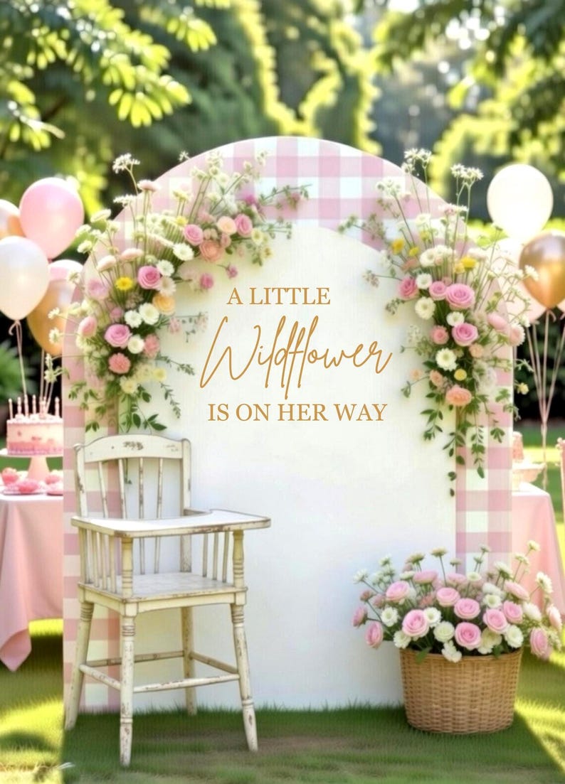 A Little Wildflower is on Her Way Decal - Baby Shower Vinyl for Backdrop - Boho Decal image 10