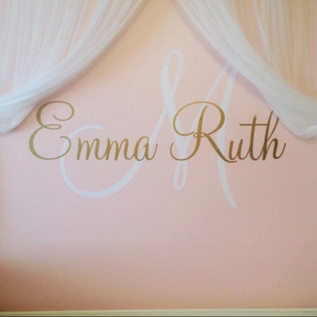 Personalized Wall Decal Monogram Decal Name Initial Decal Girls Bedroom ...
