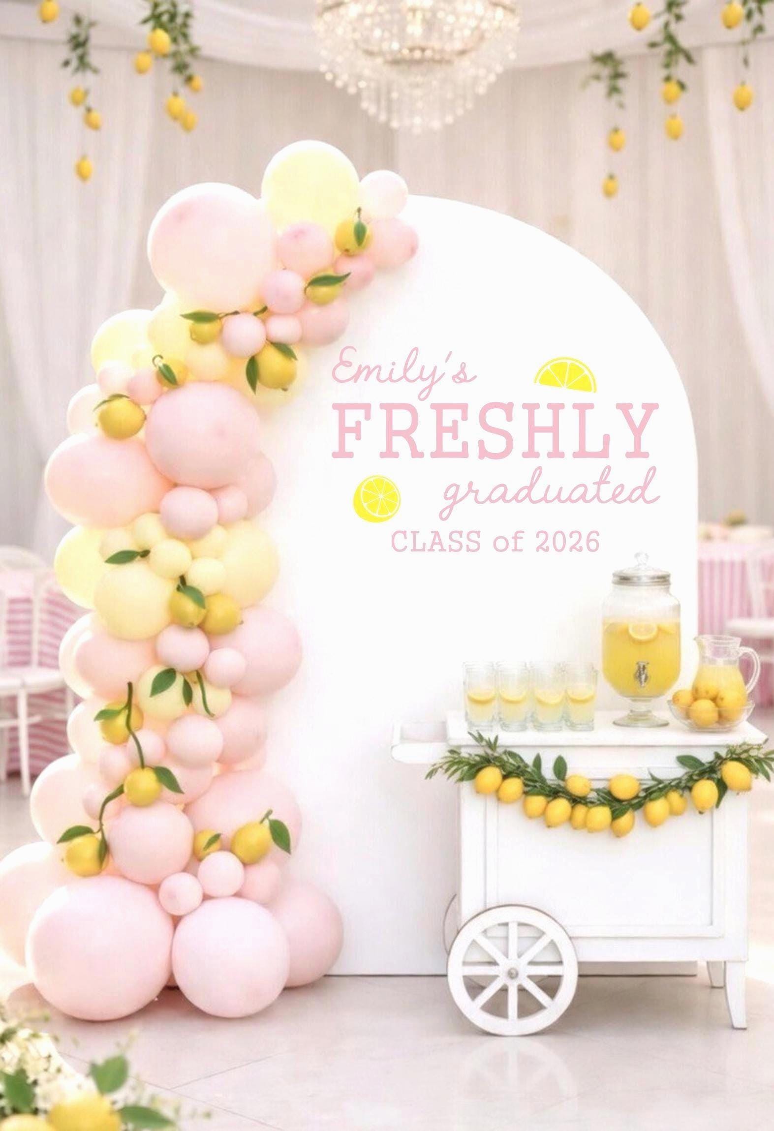 Lemon Grad Backdrop Freshly Graduated Decal With Lemons - Personalized Name Vinyl - Class ...