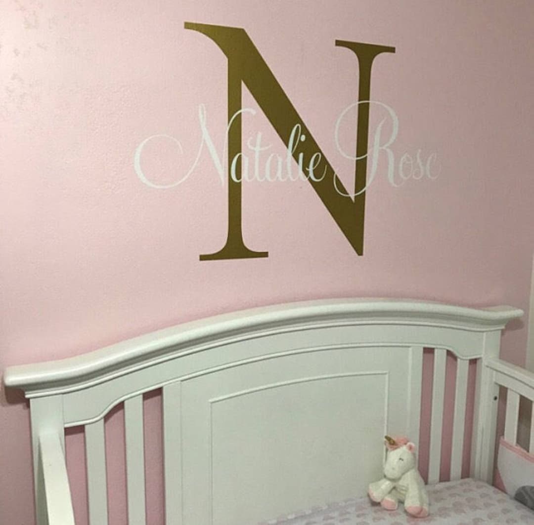 Personalized Wall Decal Vinyl Wall Decal Name Initial Decal Monogram ...