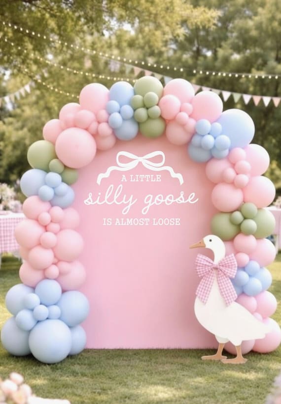 A Silly Goose is Almost Loose Decal - Nursery Rhyme Baby Shower Vinyl for Backdrop Setup - Vintage Baby Shower