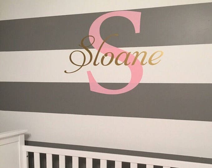 Personalized Wall Decal Vinyl Wall Decal Girls Nursery Decal Bedroom Wall Decal Vinyl Decor Wall Decal Nursery Bedroom Decor Name Initial