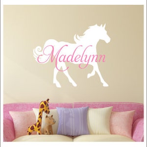 Personalized Horse Decal Wall Decal Horse Vinyl Wall Decal Name and Horse Girls Bedroom Decal Horse Nursery Girls Wall Decal Vinyl Horse image 1