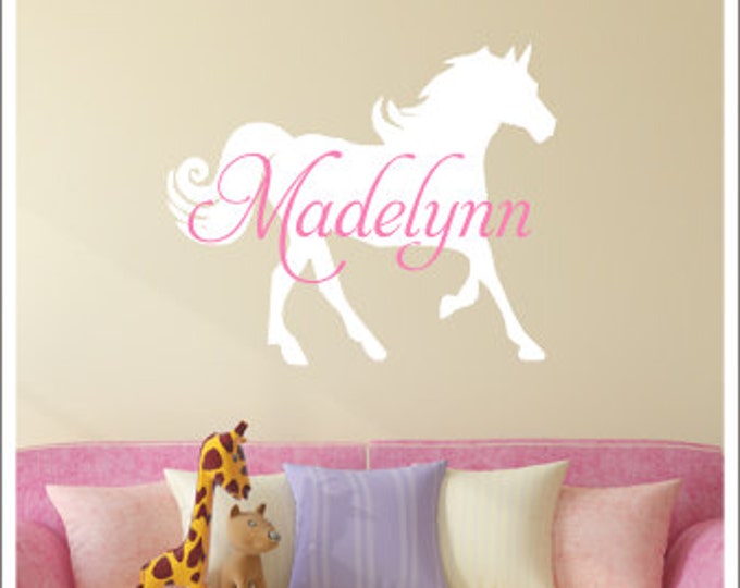 Personalized Horse Decal Wall Decal Horse Vinyl Wall Decal Name and Horse Girls Bedroom Decal Horse Nursery Girls Wall Decal Vinyl Horse