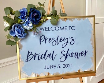 Bridal Shower Decal for Sign Making Modern Bridal Shower Decal Blue and Gold Dusty Blue Shower Decor Bridal Shower Welcome