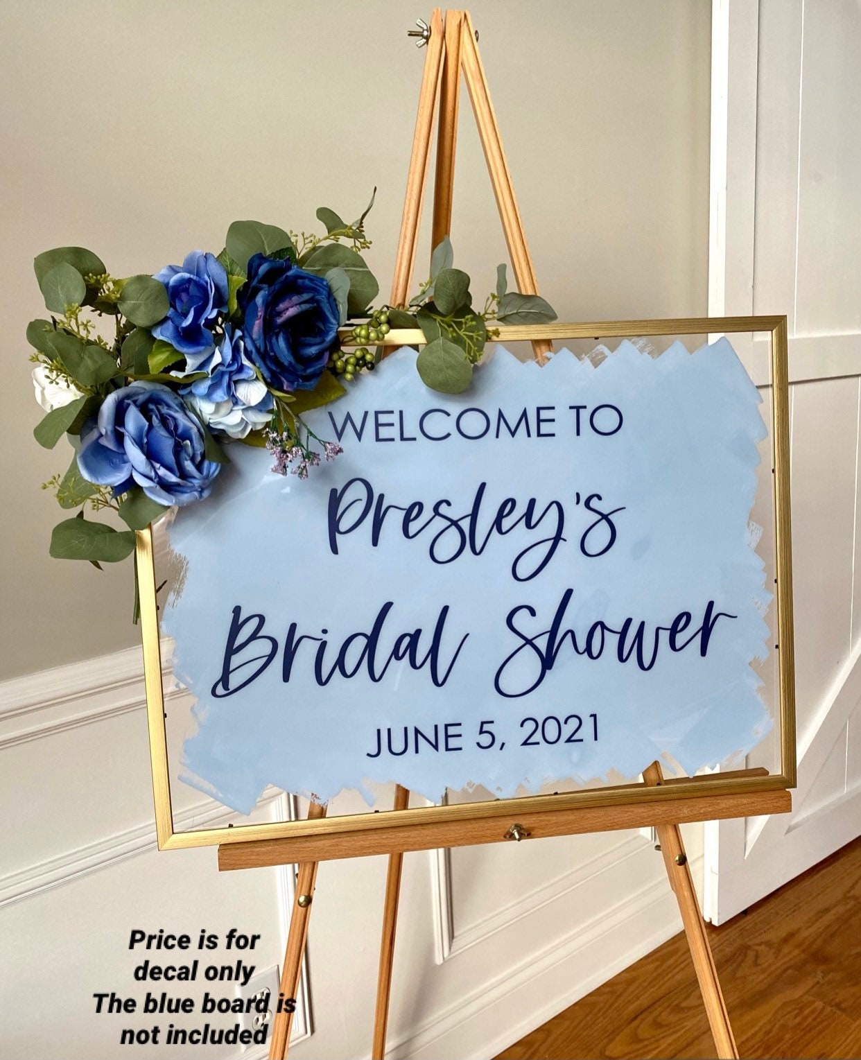 Bridal Shower Decal for Sign Making Modern Bridal Shower Decal Blue and