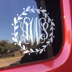 Monogram Car Decal Car Decal for Women Vine Monogram in Twig Border Trendy Rustic Twig Frame Vinyl Car Decal Car Monogram Wreath Car Vinyl