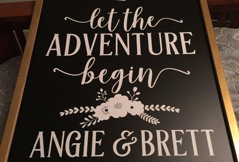 Floral Wedding Deal Let the Adventure Begin Personalized Wedding Decal DIY Vinyl for Chalkboard Wedding Rustic Wedding Decal for Board Boho image 6