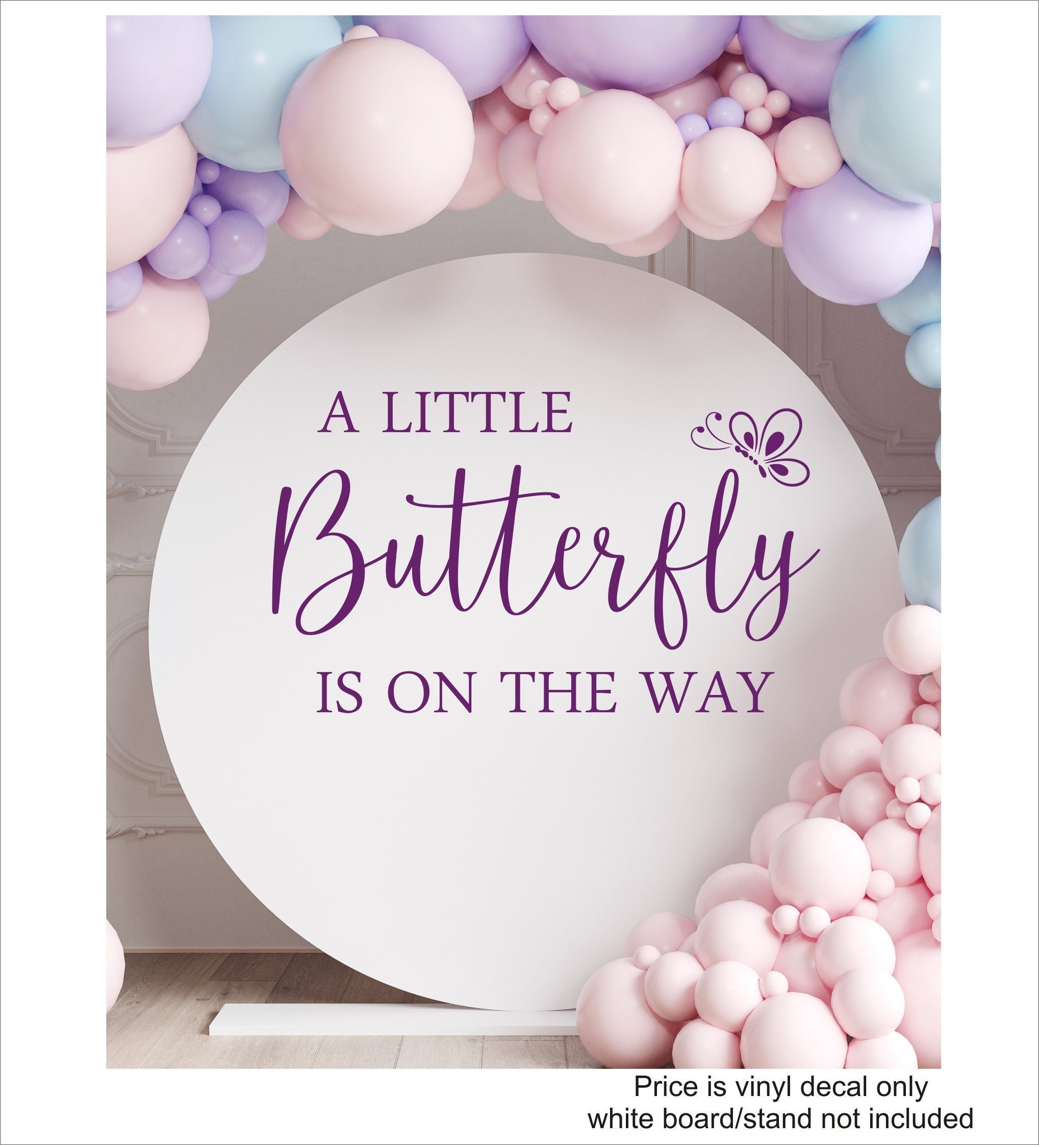 A Little Butterfly is on the Way Decal for Baby Shower Sign Making Butterfly Baby Shower Backdrop Vinyl Decal Baby Girl