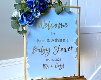 Baby Shower Decal for Welcome Sign Making Vinyl Decal for Shower Baby Shower Sign Couples Baby Shower Welcome Vinyl Decal Blue Shower