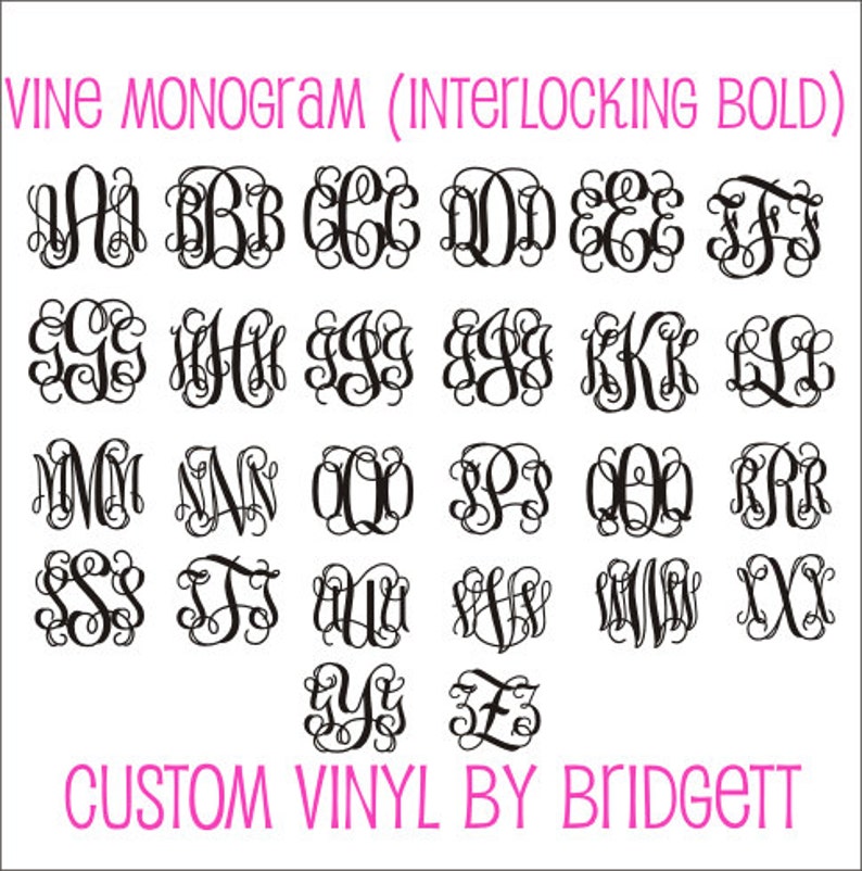 Vine Monogram Decal Quatrefoil Border Large Vinyl Wall Etsy