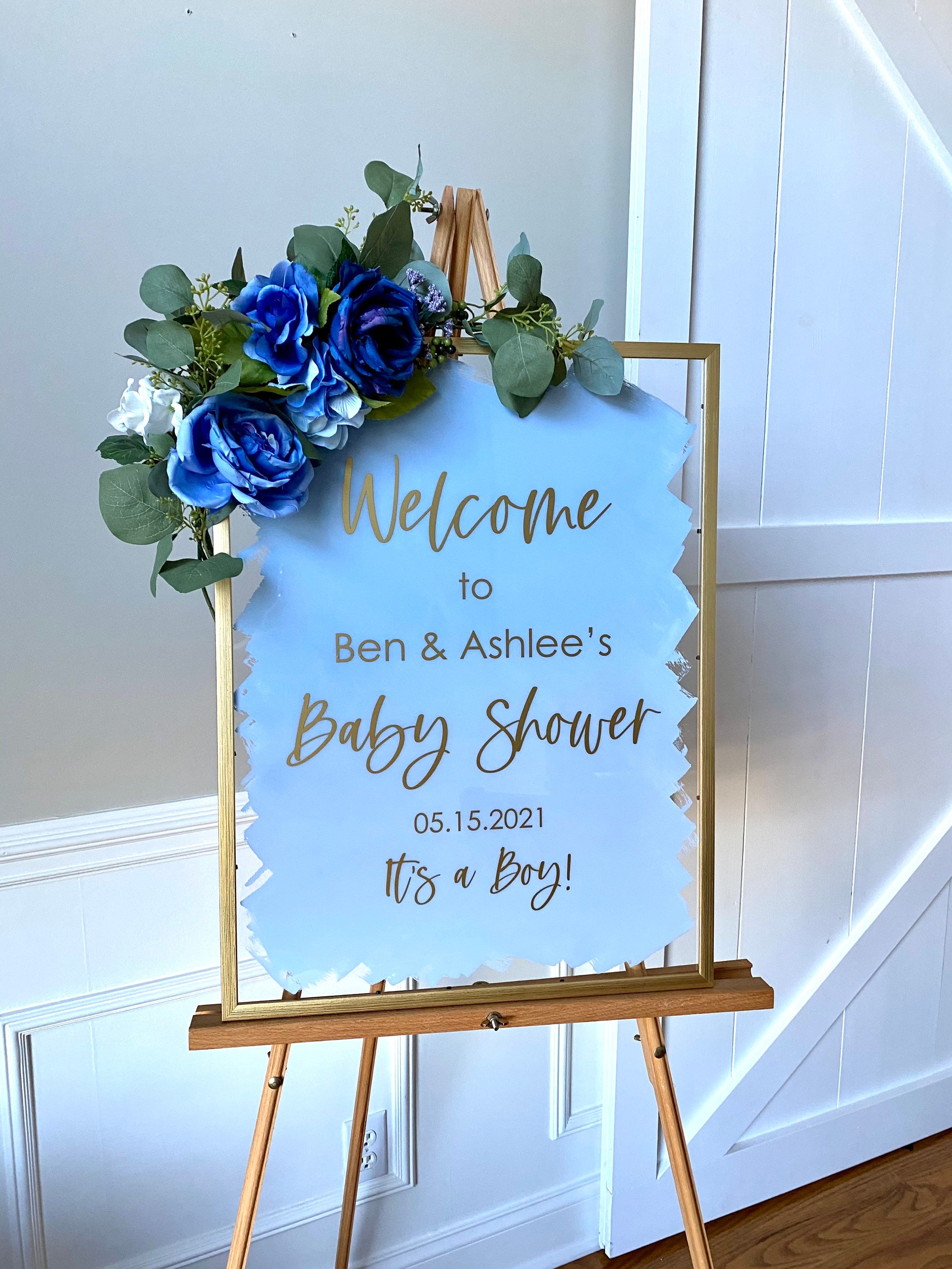 Baby Shower Decal for Welcome Sign Making Vinyl Decal for Shower Baby  Shower Sign Couples Baby Shower Welcome Vinyl Decal Blue Shower