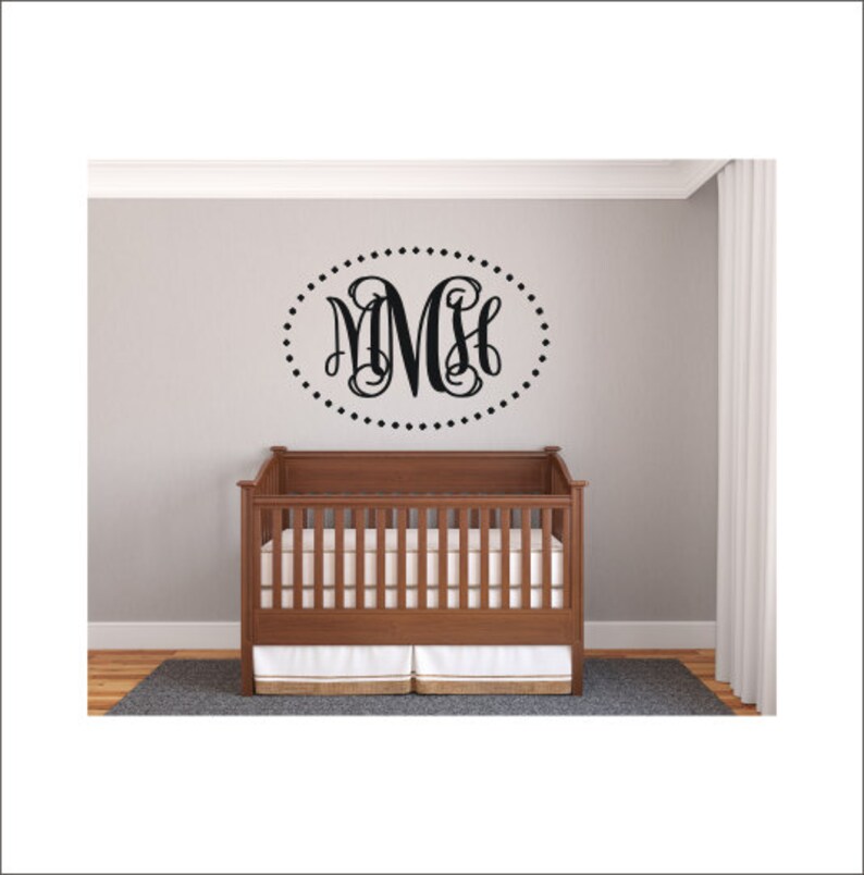 Monogram Wall Decal Large Vinyl Wall Monogram Nursery Bedroom Etsy
