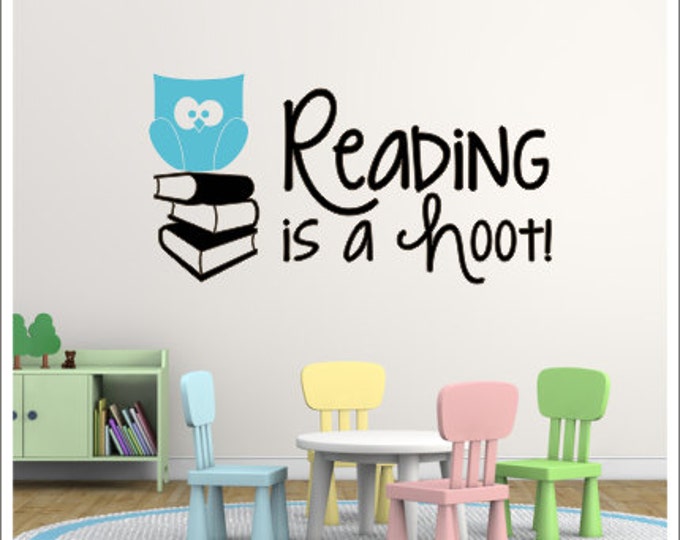 Reading is a Hoot Wall Decal School Classroom Decor Reading Center Decal Reading Nook Decor Reading Teacher Vinyl Decal School Classroom