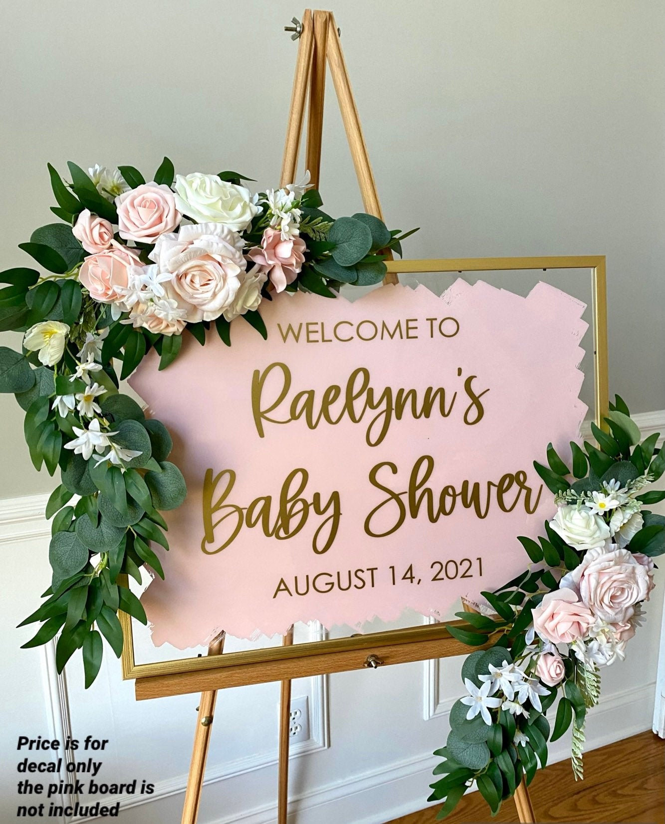 Baby Shower Decal for Sign Making Vinyl Decal for Baby Shower Pink and Gold Baby Shower Decor