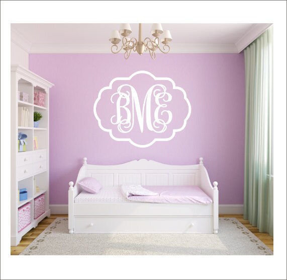 Vine Monogram Decal Quatrefoil Border Large Vinyl Wall Etsy