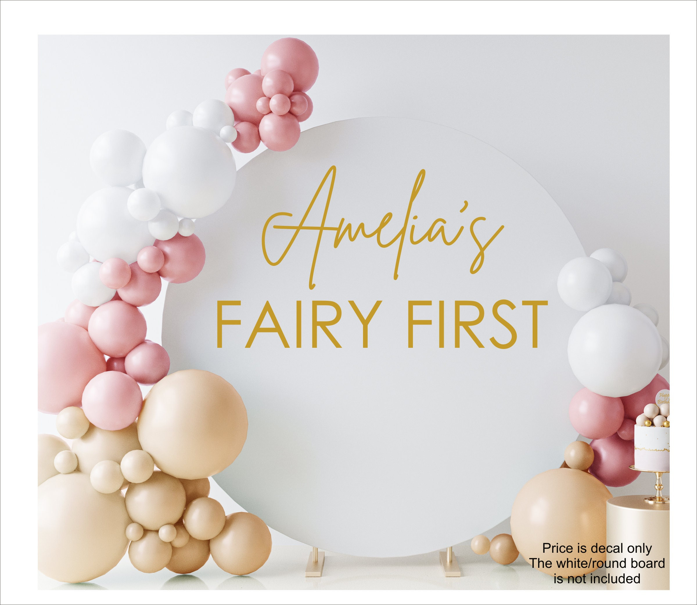 Fairy First Birthday Decal for Entrance Sign Balloon Arch Sign Lettering Decal for Fairy First Birthday Party Sign Girls