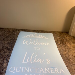 Quinceanera Mirror Decal Custom Quince Vinyl Decal for Sign or Backdrop Girls 15th Birthday Party Vinyl Decor with Crown image 13
