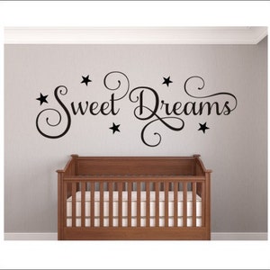 Sweet Dreams Decal Wall Decal with Stars Sweet Dreams Nursery Decal Bedroom Decal Children Kids New Baby Decal Wall Decor Celestial Decal