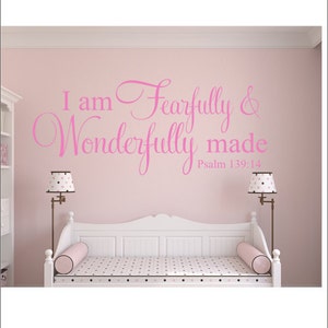 Fearfully and Wonderfully Made Decal Vinyl Wall Decal Psalm Bible Verse Scripture Wall Decal Nursery Wall Decal Girls Boys Vinyl Decal Wall