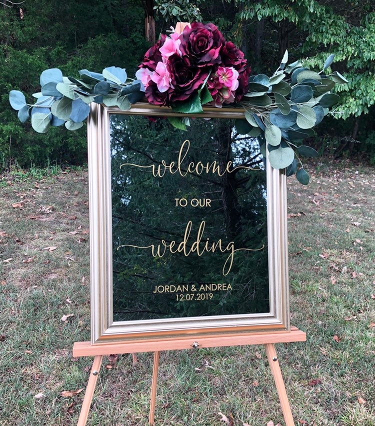 Wedding Decal Vinyl Decal for Wedding Modern Wedding Sign Vinyl Burgundy Wedding Gold