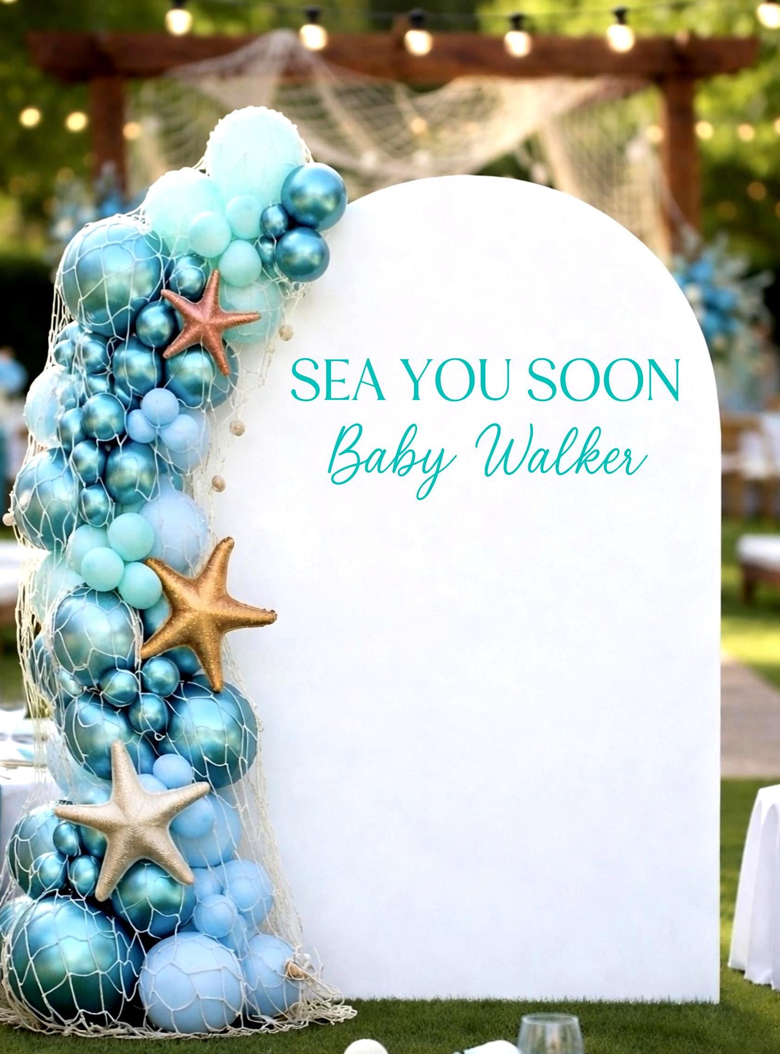 Sea You Soon Baby - Custom Name Decal for Nautical Baby Shower Backdrop ...