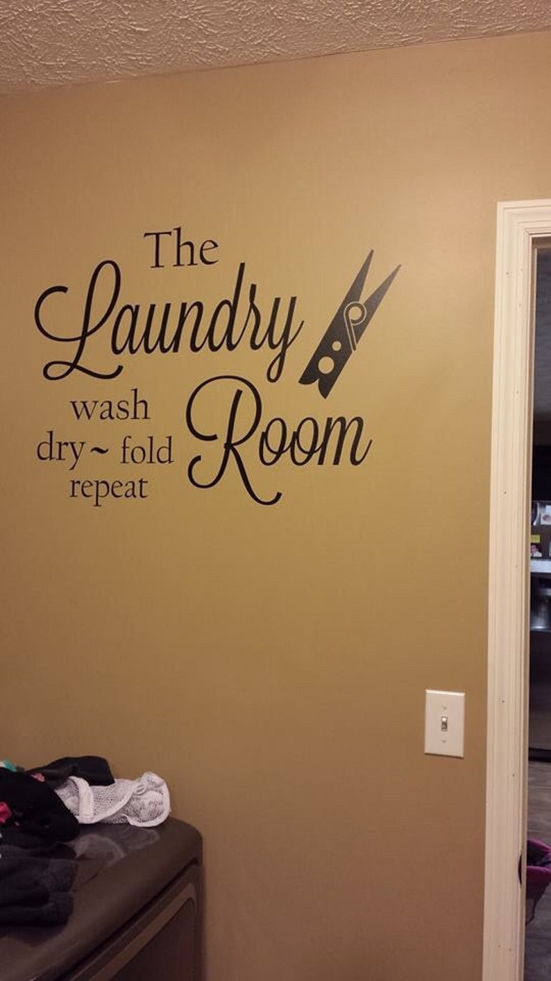 Laundry Room Vinyl Wall Decal With Clothespin Fun Vinyl Decor - Etsy