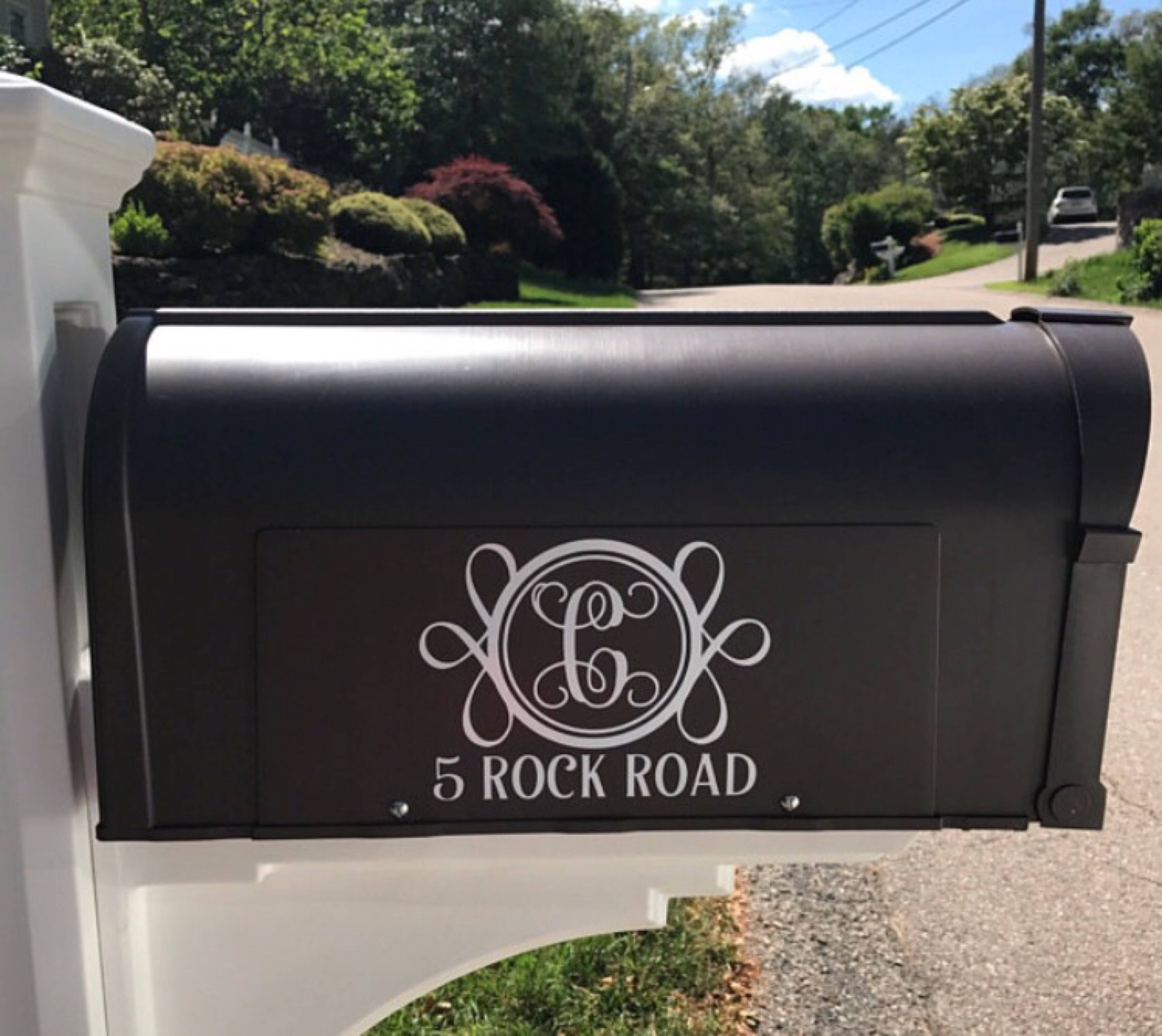 Mailbox Decals Vinyl Decor Set of Two Monogram Decals for Mailbox Curb Appeal Various Sizes and