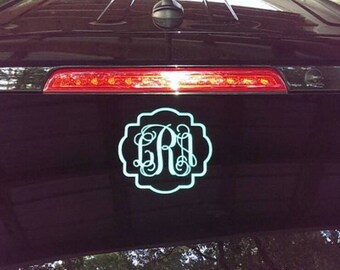 Monogram Car Decal Monogram in Border Quatrefoil Border Vine Monogram Car Decal Car Window Decal Southern Preppy Personlalized Decal