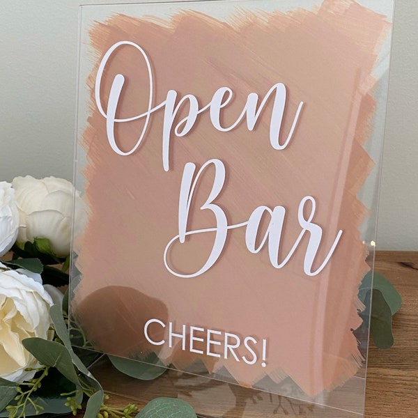 Open Bar Decal for Wedding Sign Vinyl Decal for Mirror or Chalkboard DIY Decal for Acrylic Wedding Sign Open Bar Cheers Decal