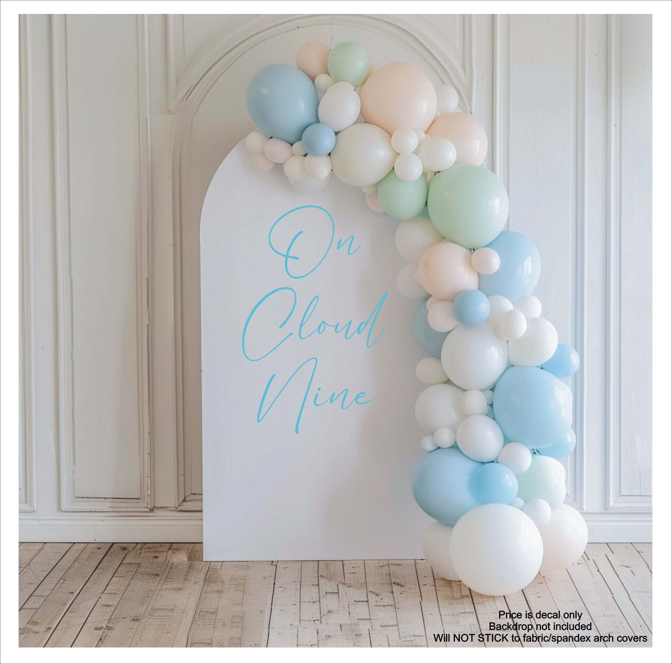 "On Cloud Nine" Balloon Arch Decal - Peel & Stick Baby Shower Decor For Gender Reveal & Bridal Parties