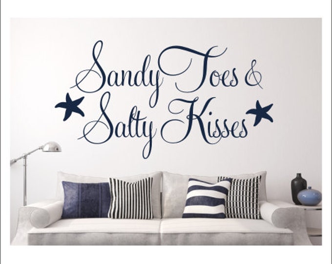 Sandy Toes Wall Decal Salty Kisses Decal Beach House Wall Decal Beach House Decor Beach Cottage Decor Starfish Wall Decal Vinyl Wall Decal