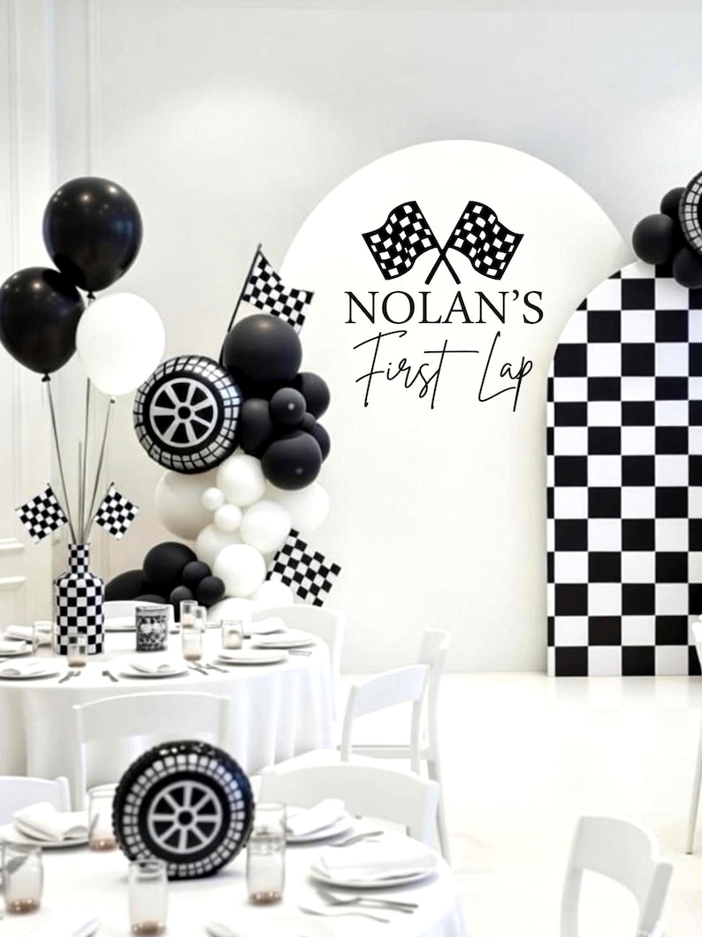 First Lap Decal for Race Car Birthday Party Baby Boy First Birthday ...