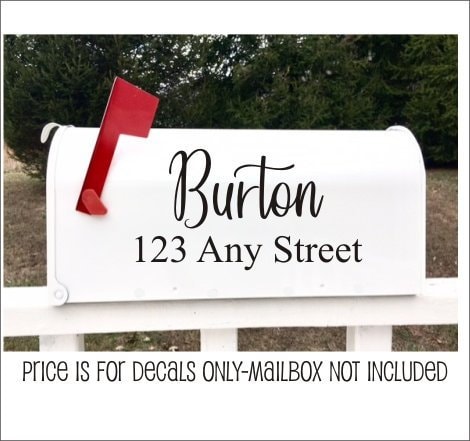 decals mailbox vinyl personalized address curb appeal labels name customvinylbybridge cart