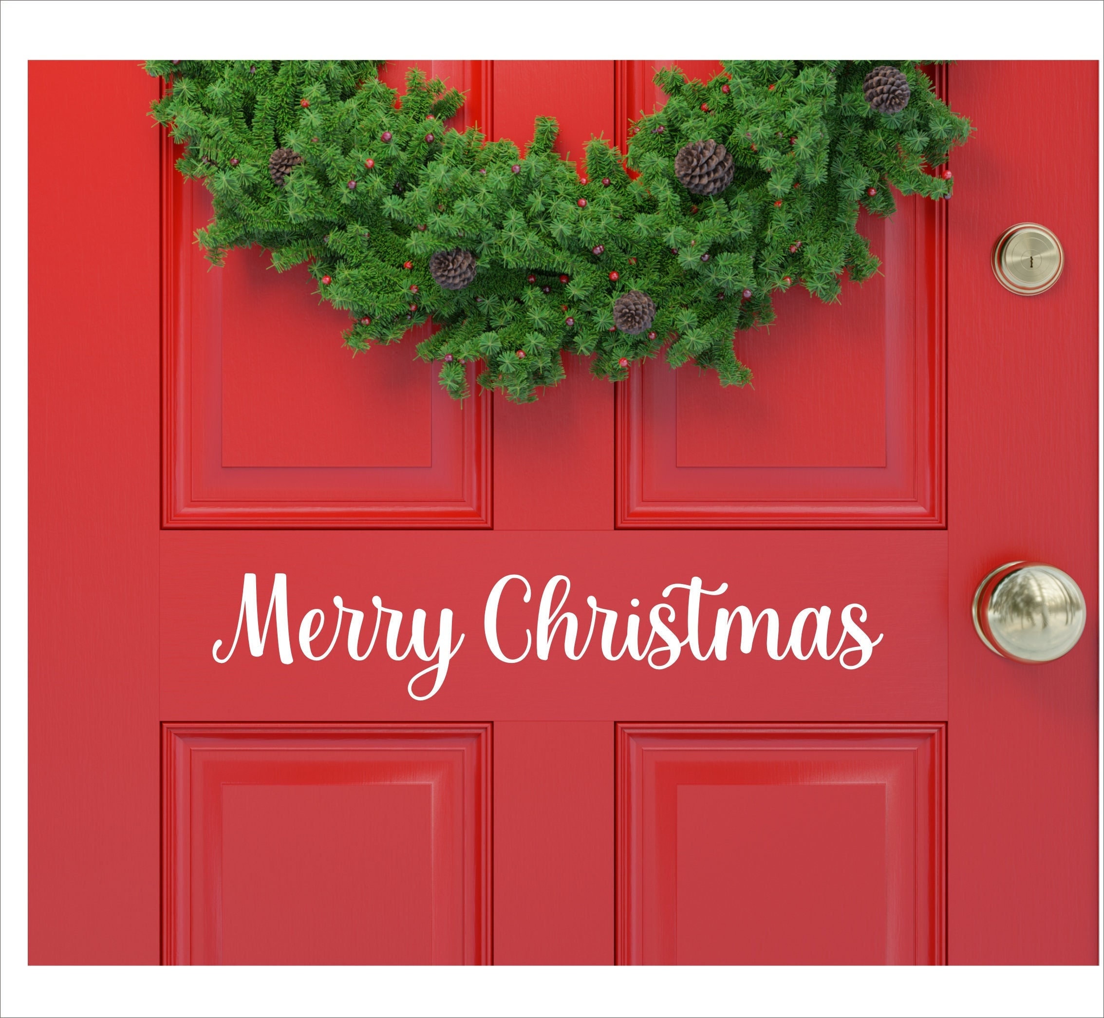 Merry Christmas Decal for Front Door or Window Christmas Vinyl Decor