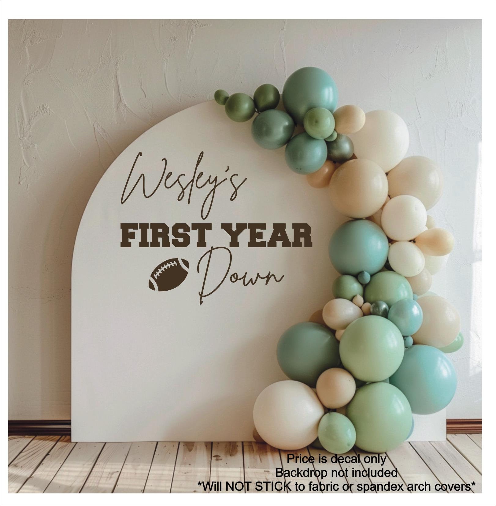 First Year Down Decal for Football Birthday Party Baby Boy First Birthday Football Birthday Party Sign for Backdrop Arch Sports Fan