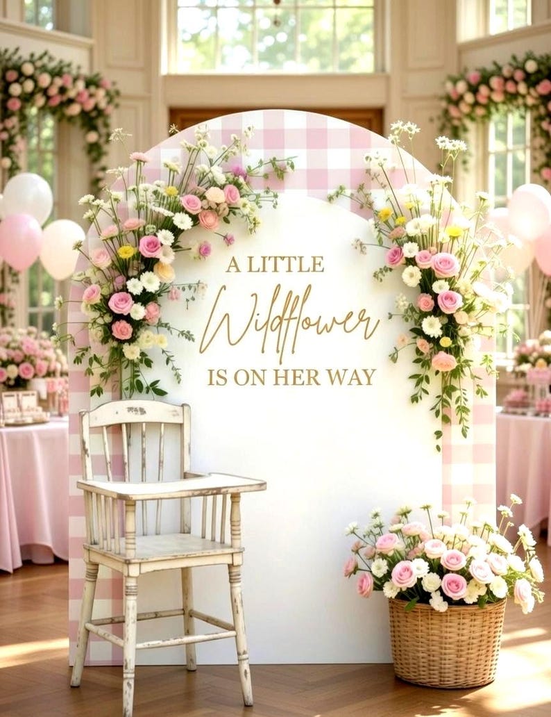 A Little Wildflower is on Her Way Decal - Baby Shower Vinyl for Backdrop - Boho Decal image 2