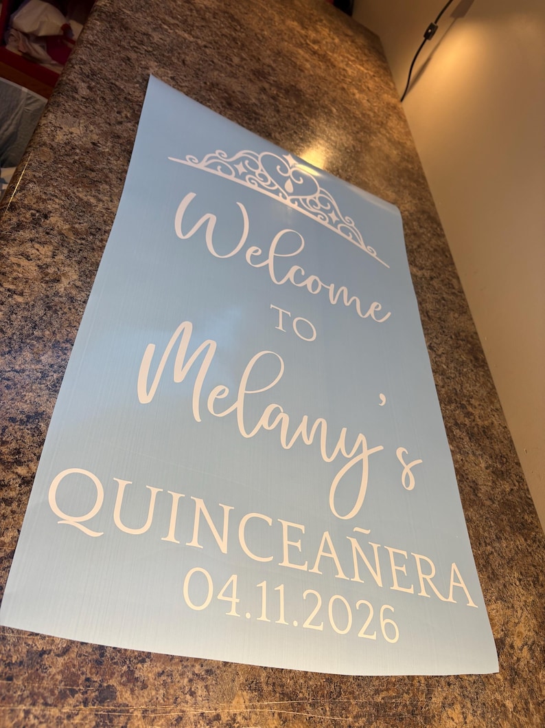 Quinceanera Mirror Decal Custom Quince Vinyl Decal for Sign or Backdrop Girls 15th Birthday Party Vinyl Decor with Crown image 12
