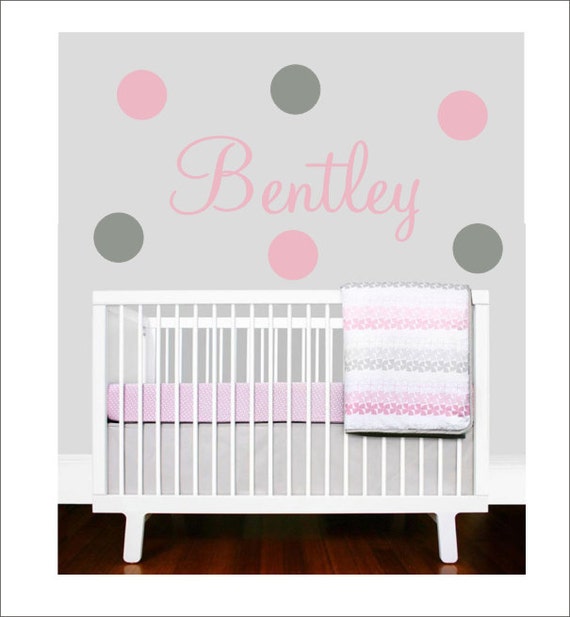 Items similar to Name with Polka Dots Vinyl Wall Decal Children Girl