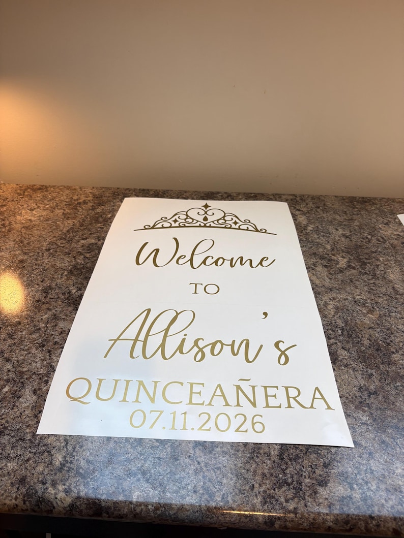 Quinceanera Mirror Decal Custom Quince Vinyl Decal for Sign or Backdrop Girls 15th Birthday Party Vinyl Decor with Crown image 20