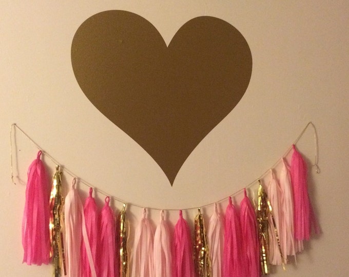 Heart Wall Decal Large Gold Heart Decal Girls Nursery Bedroom Decal Trendy Metallic Gold Wall Decal Heart Vinyl Decal Housewares Teen Girls