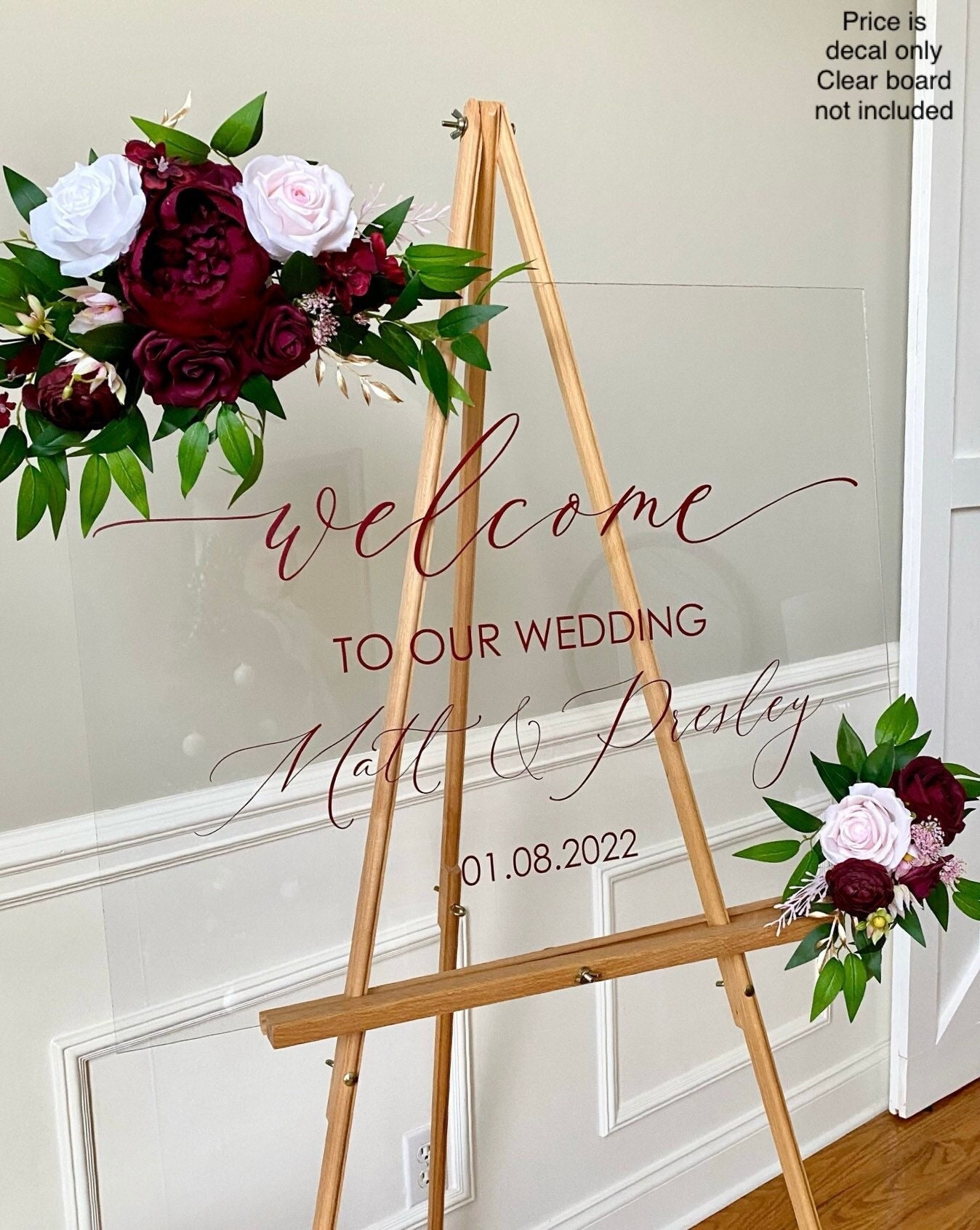 Wedding Decal for Mirror or Plexiglass to our Wedding Vinyl