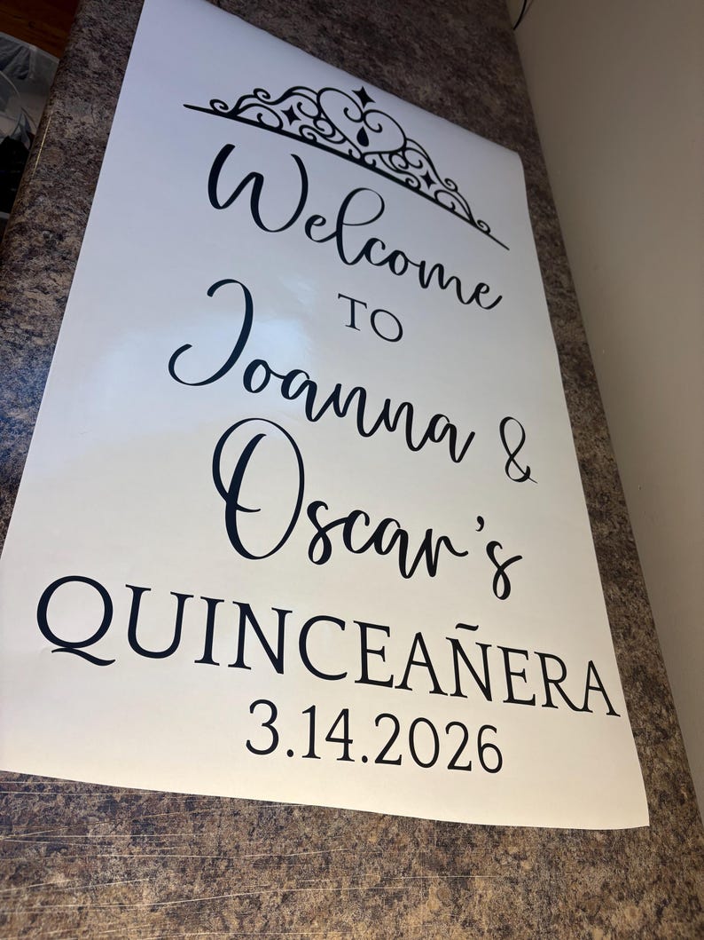 Quinceanera Mirror Decal Custom Quince Vinyl Decal for Sign or Backdrop Girls 15th Birthday Party Vinyl Decor with Crown image 14