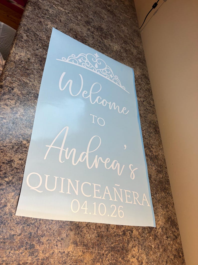 Quinceanera Mirror Decal Custom Quince Vinyl Decal for Sign or Backdrop Girls 15th Birthday Party Vinyl Decor with Crown image 18