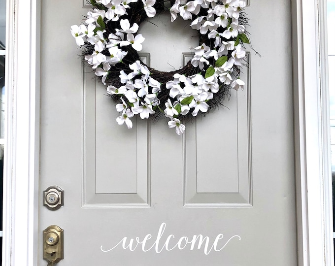 Welcome Decal for Front Door Vinyl Decal for Door Greeting Welcome Sticker Vinyl Decal for Home Decor Curb Appeal Welcome Door