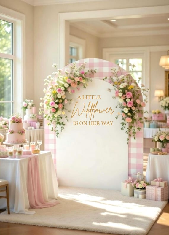A Little Wildflower is on Her Way Decal - Baby Shower Vinyl for Backdrop - Boho Decal